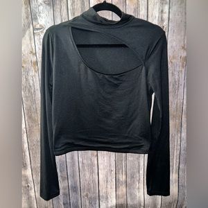 Mood Brand‎ long sleeve open neck crop top, size XL